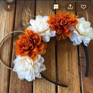 Disney floral crown headband gold autumn fall Minnie mouse ears